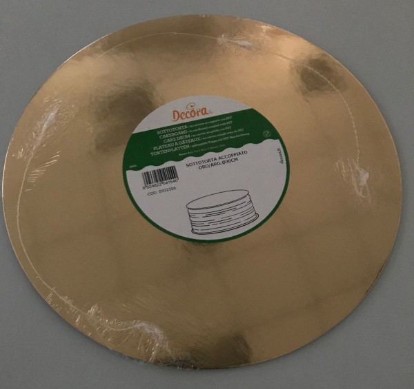 Tortenunterlage 30 cm, 2mm, gold/silber, einzeln verpackt