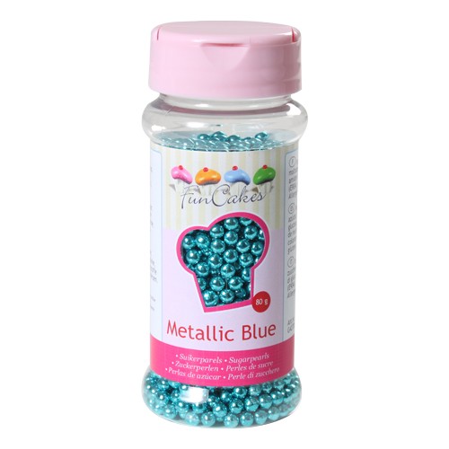 Zuckerperlen metallic blau 4 mm
