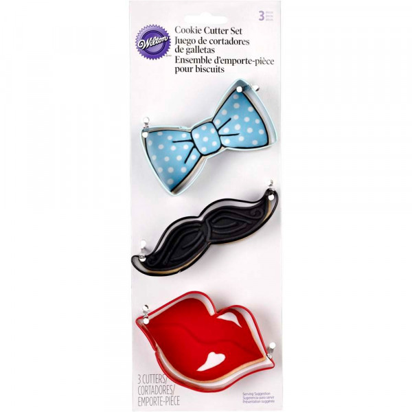 Wilton Cookie Cutter Set Tie/Mustache/Lips