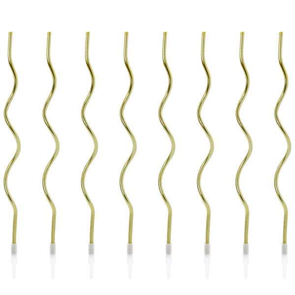PartyDeco Geburtstagskerzen Curl Gold pk/8