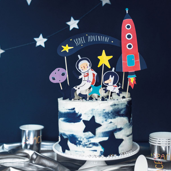 PartyDeco Cake Topper Weltraum Set 7-teilig