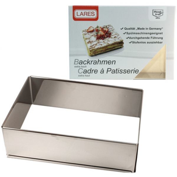 Lares Backrahmen rechteckig 7,5 cm hoch aus Edelstahl mit Klemmung