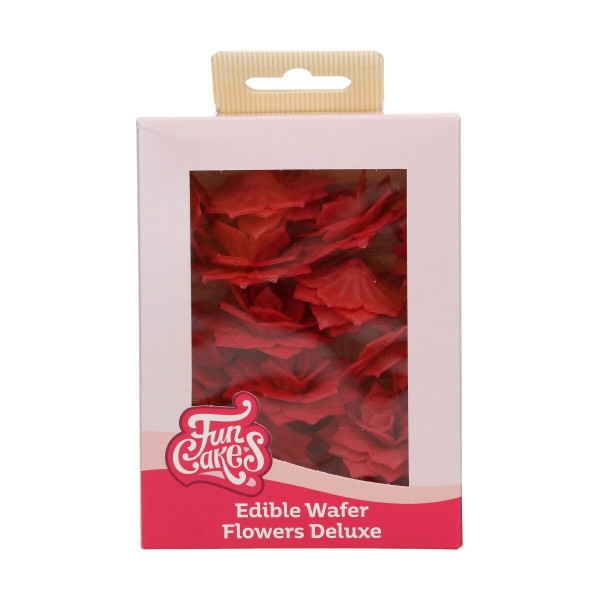 FunCakes Essbare Papierblumen Deluxe Rose Rosalia Rot Mittel pk/15
