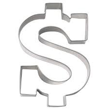 Ausstecher $ Dollar-Zeichen ca. 8,5 cm