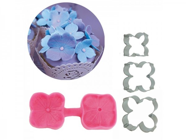 Multi Set: Hortensien Ausstecher & Präger + 3 Ausstecher