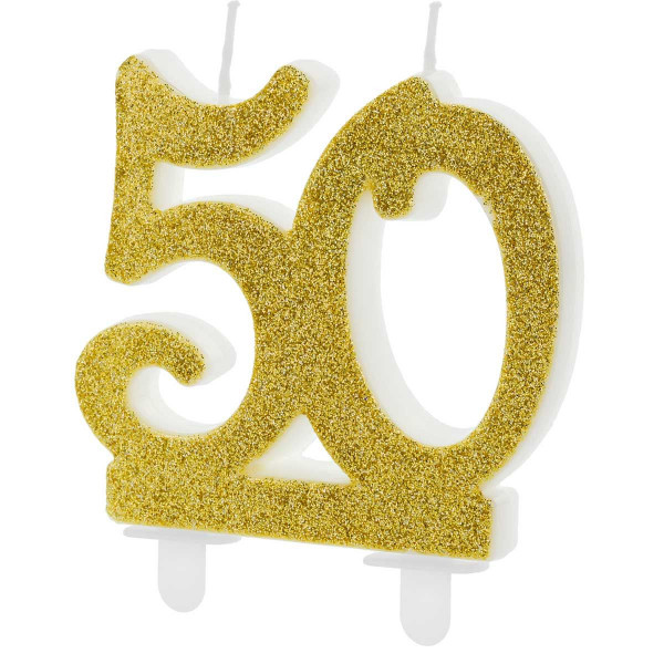 PartyDeco Geburtstagskerzen Nummer 50 - Modern Gold
