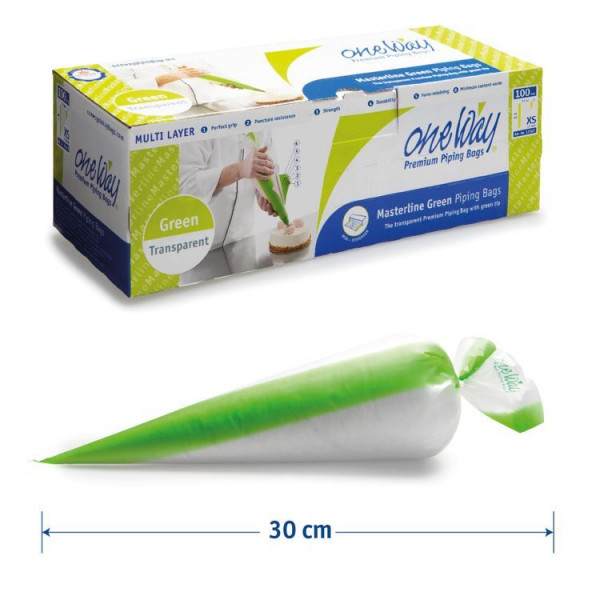One Way Masterline Piping Bags Green 30 x 17 cm / 12 inch pk/100