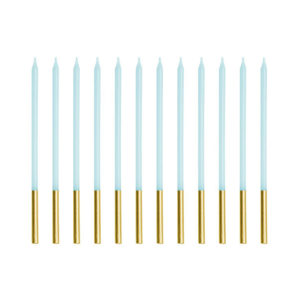 PartyDeco Candles Blue/Gold 12/pcs