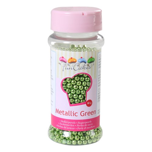 FunCakes Zuckerperlen -Metallic Grün- 80g