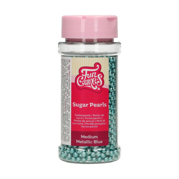 Zuckerperlen metallic blau 4 mm