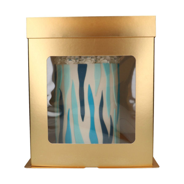 Hohe Tortenbox mit Fenster 26 x 26 x 29,4 cm - Gold