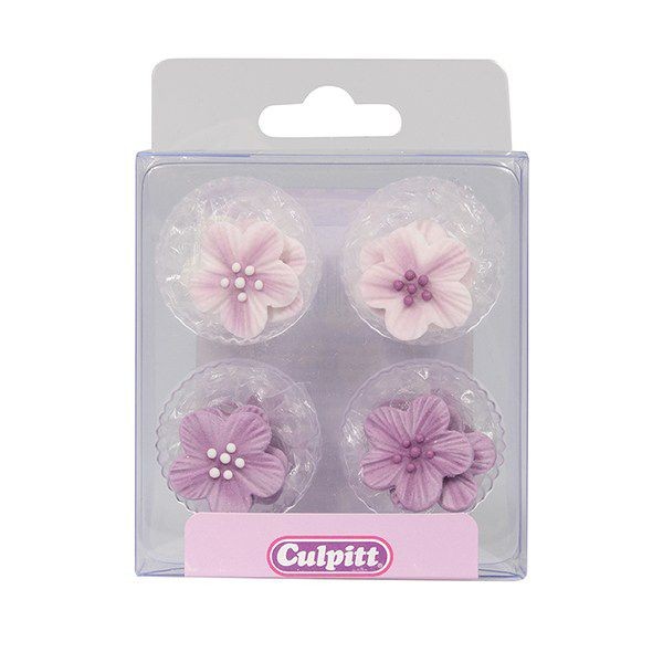 Culpitt Zuckerdekoration Blumen lila 12 Stück