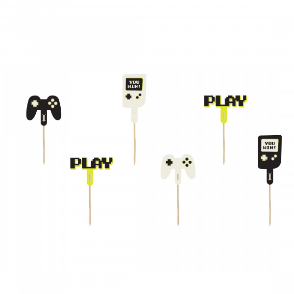 PartyDeco Cupcake Toppers - Gamer - pk/6