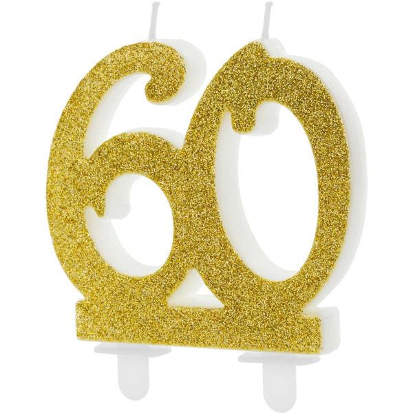 PartyDeco Geburtstagskerzen Nummer 60 - Modern Gold