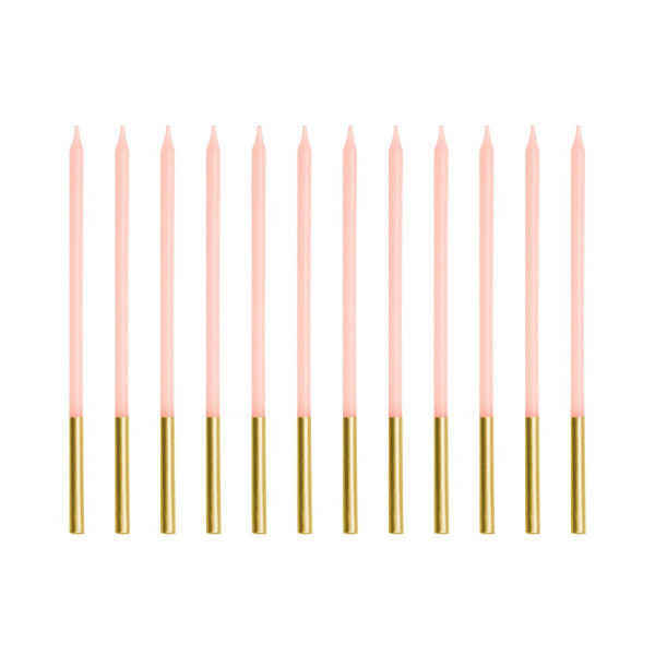 PartyDeco Candles Pink/Gold 12/pcs