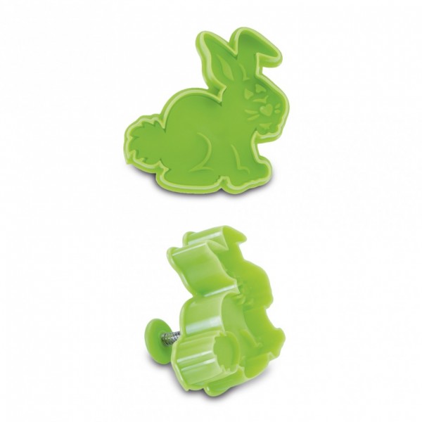 Präge-Ausstecher mit Auswerfer-Hase ca. 6 cm Grün