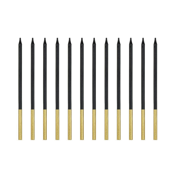 PartyDeco Candles Black/Gold 12/pcs