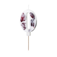 PartyDeco Zahlen Kerze -weiß mit Blumen -0 PartyDeco Zahlen Kerze -weiß mit Blumen -0