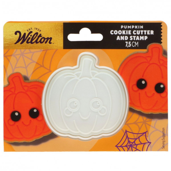 Wilton Cookie Cutter with Stamp süßer Kürbis 7,5cm
