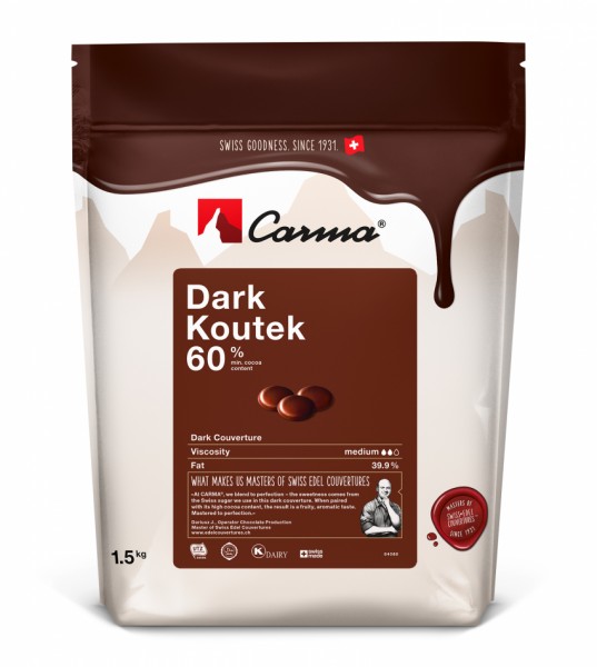 Carma Kuvertüre Dunkel - Dark Koutek 60% - 200g Beutel - NEU -