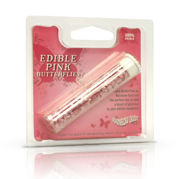 Glitter-Schmetterlinge pink - Edible pink butterflies