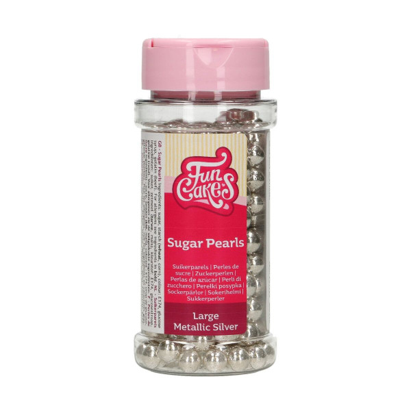 Zuckerperlen metallic silber 8 mm