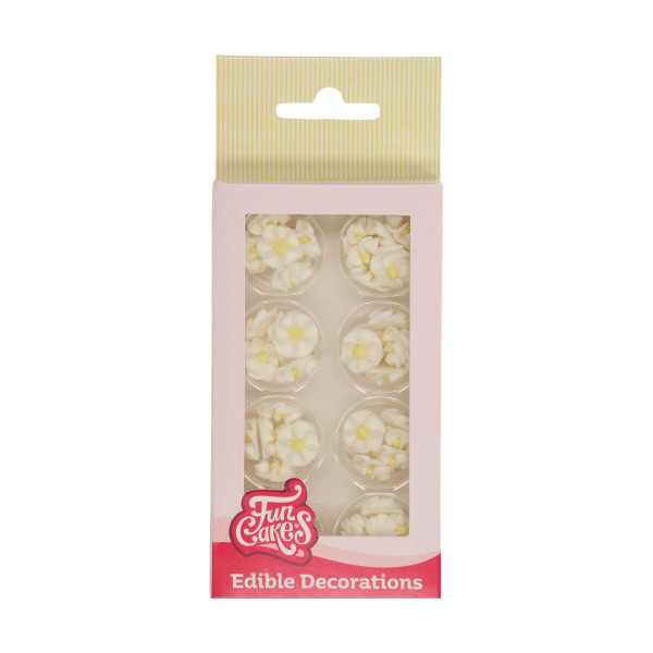 Zucker Dekorationen Mini Blumen weiß 56 Stück