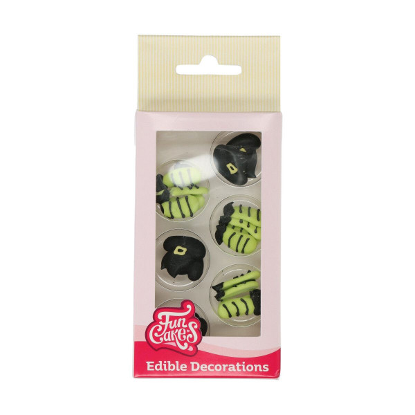 Zucker Dekorationen Hexen-Hut &amp; -Bein Set/18