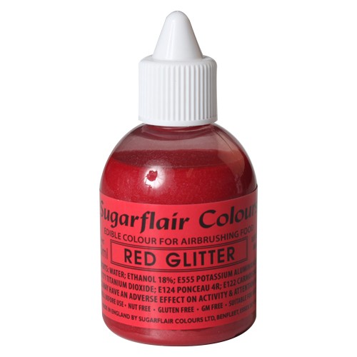 Sugarflair Airbrush Lebensmittelfarbe rot glitzer 60 ml