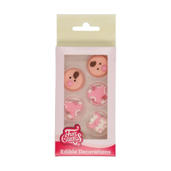 Zuckerdekoration Baby Mädchen rosa 12 St.
