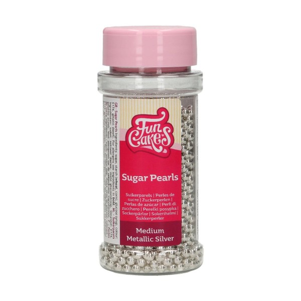 Zuckerperlen metallic silber 4 mm