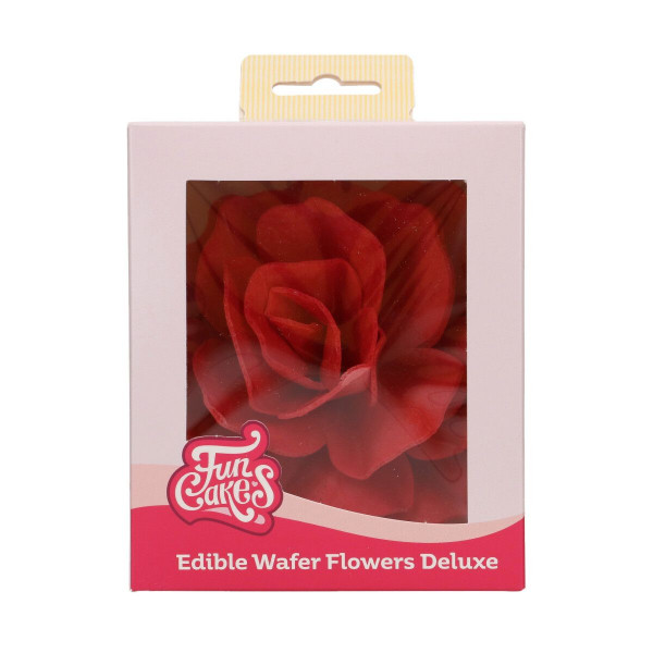 FunCakes Essbare Papierblumen Deluxe Rose Pastella Rot Groß pk/1