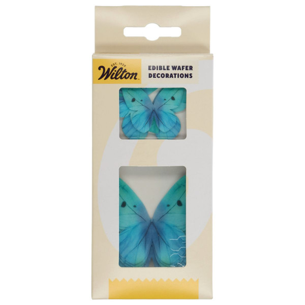 Wilton Edible Wafer Decorations Butterflies Ombre Blue set/8