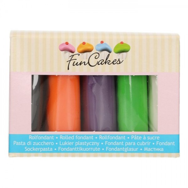 FunCakes Fondant Set mit 5 Halloween-Farben á 100 g *** MHD: 2/2021 ***