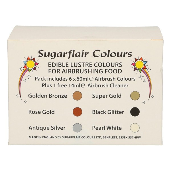Airbrush Farben 6er Set Glitzer + Reiniger